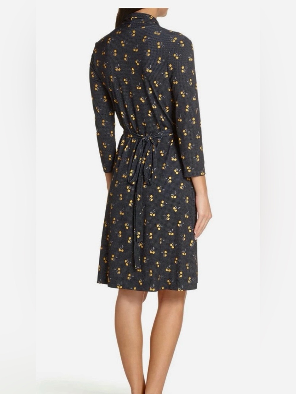 FRENCH CONNECTION Women’s Aventine Navy Dotted Fit & Flare Dress Lemons Size 2 - Picture 7 of 9